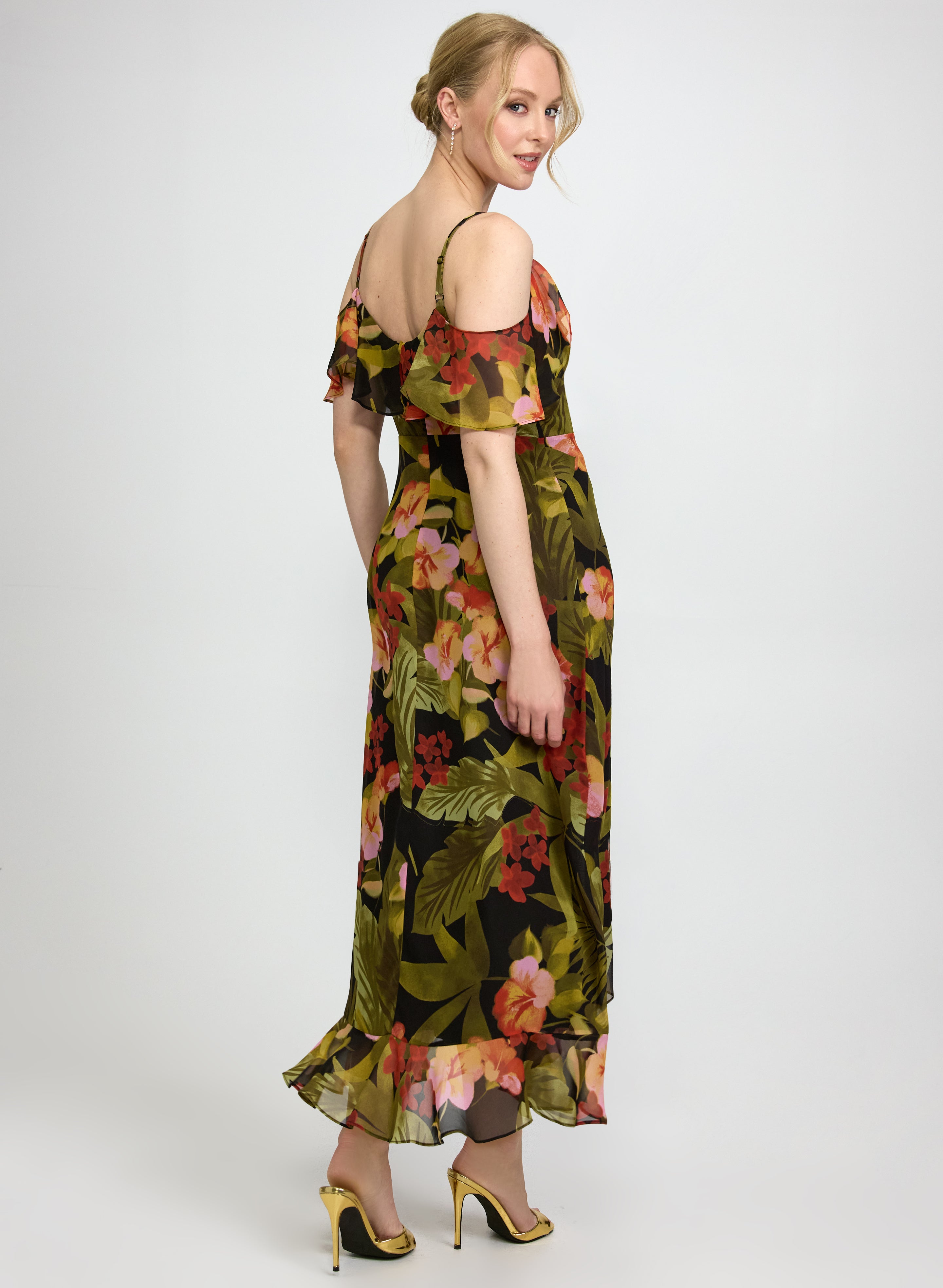 Floral Chiffon Midi Dress