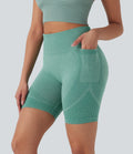 Seamless Flow High Waisted Yoga Biker Shorts 7'' with Pockets