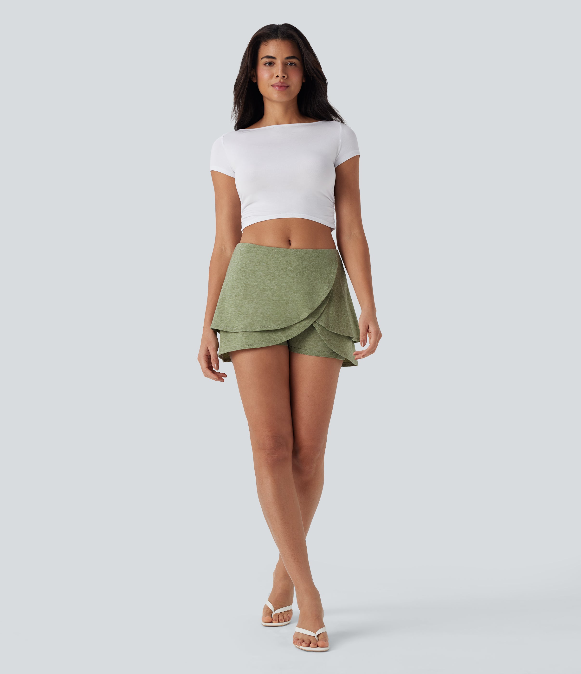Low Rise Tulip 2-in-1 Mini Casual Skirt with Pocket