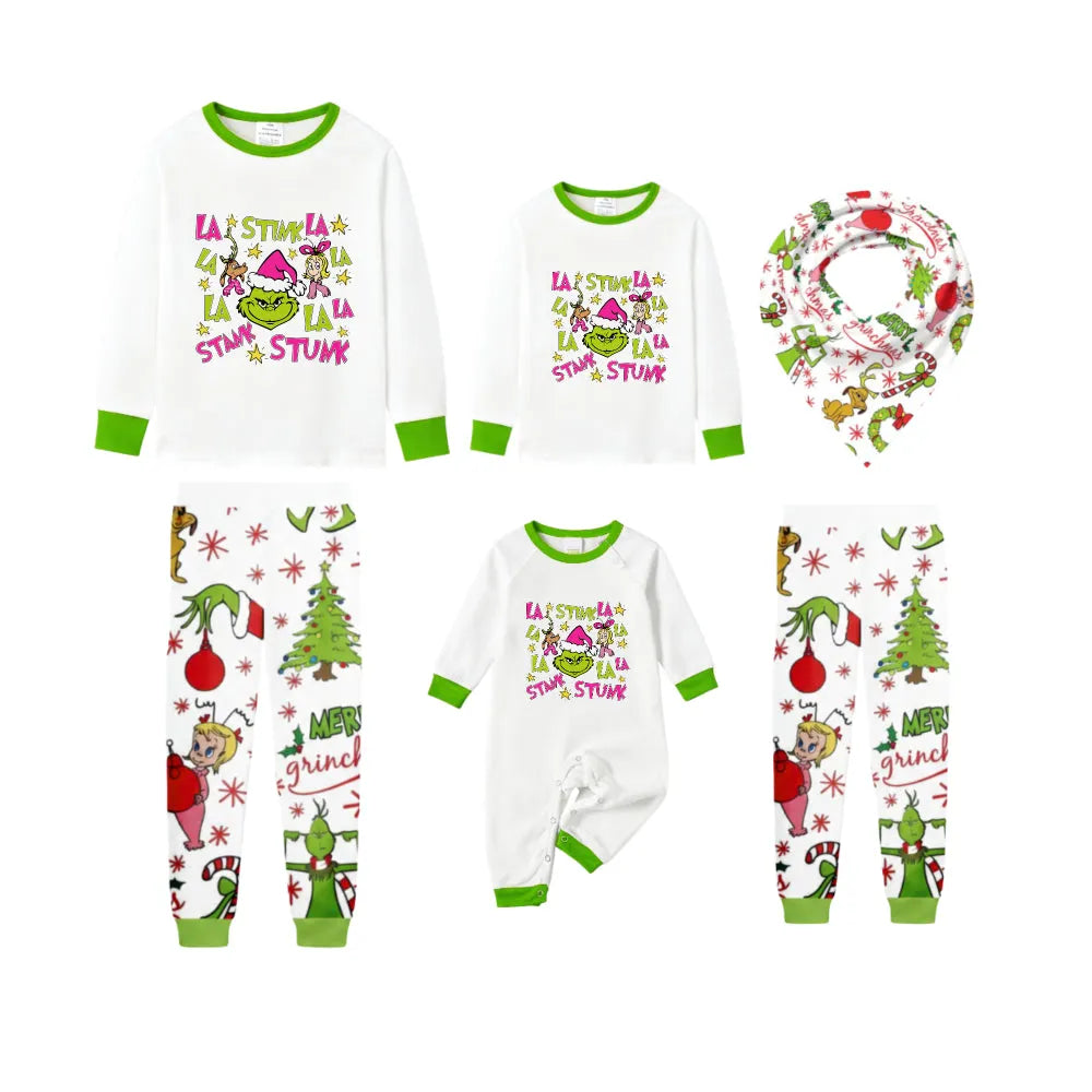 Holiday Family Christmas Pajamas Set With Classic Xmas Character Cartoon Design