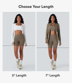 UltraSculptTM High Waisted Crossover Tummy Control Butt Lifting Yoga Biker Shorts 7'' with Pockets