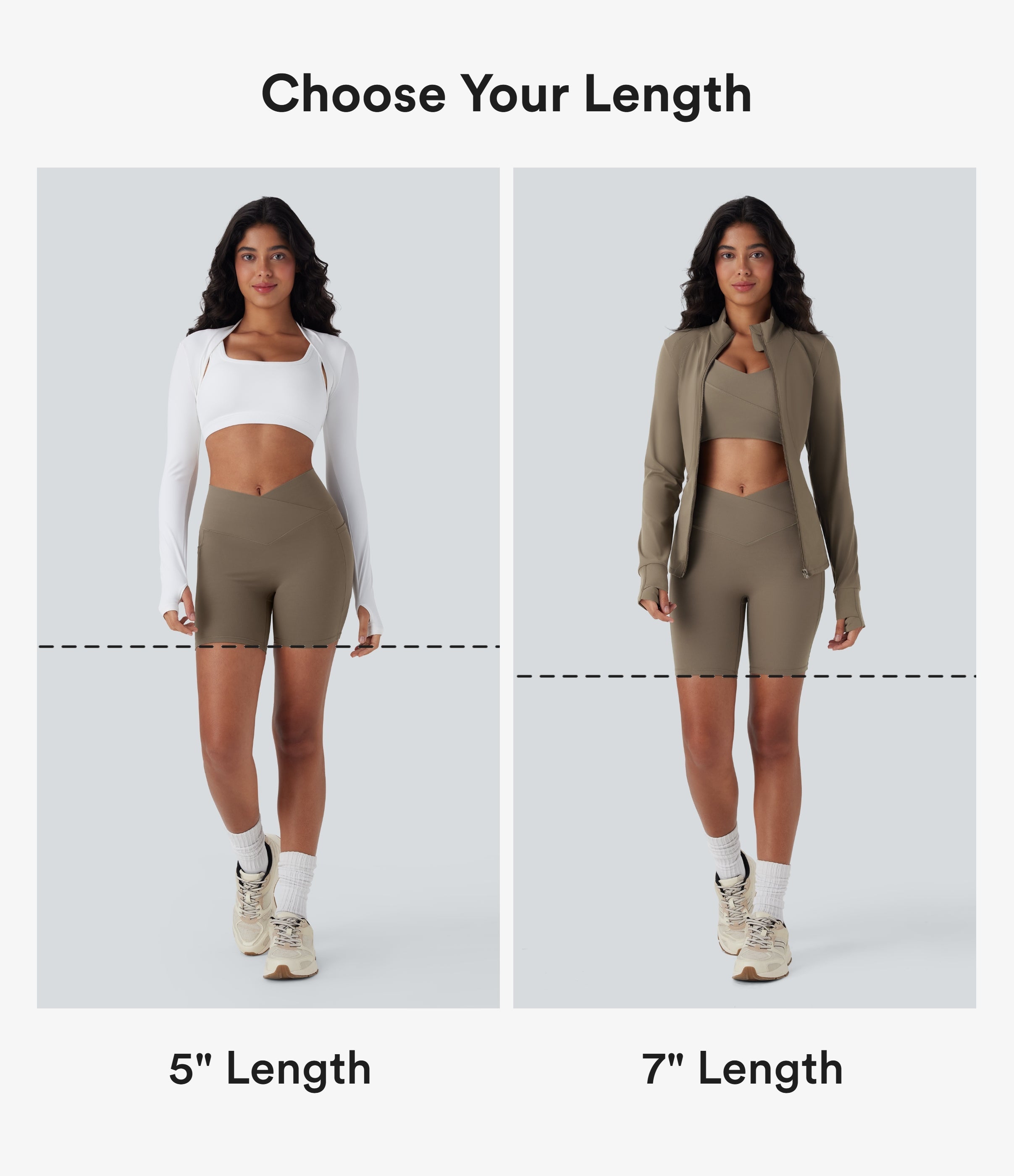 UltraSculptTM High Waisted Crossover Tummy Control Butt Lifting Yoga Biker Shorts 7'' with Pockets