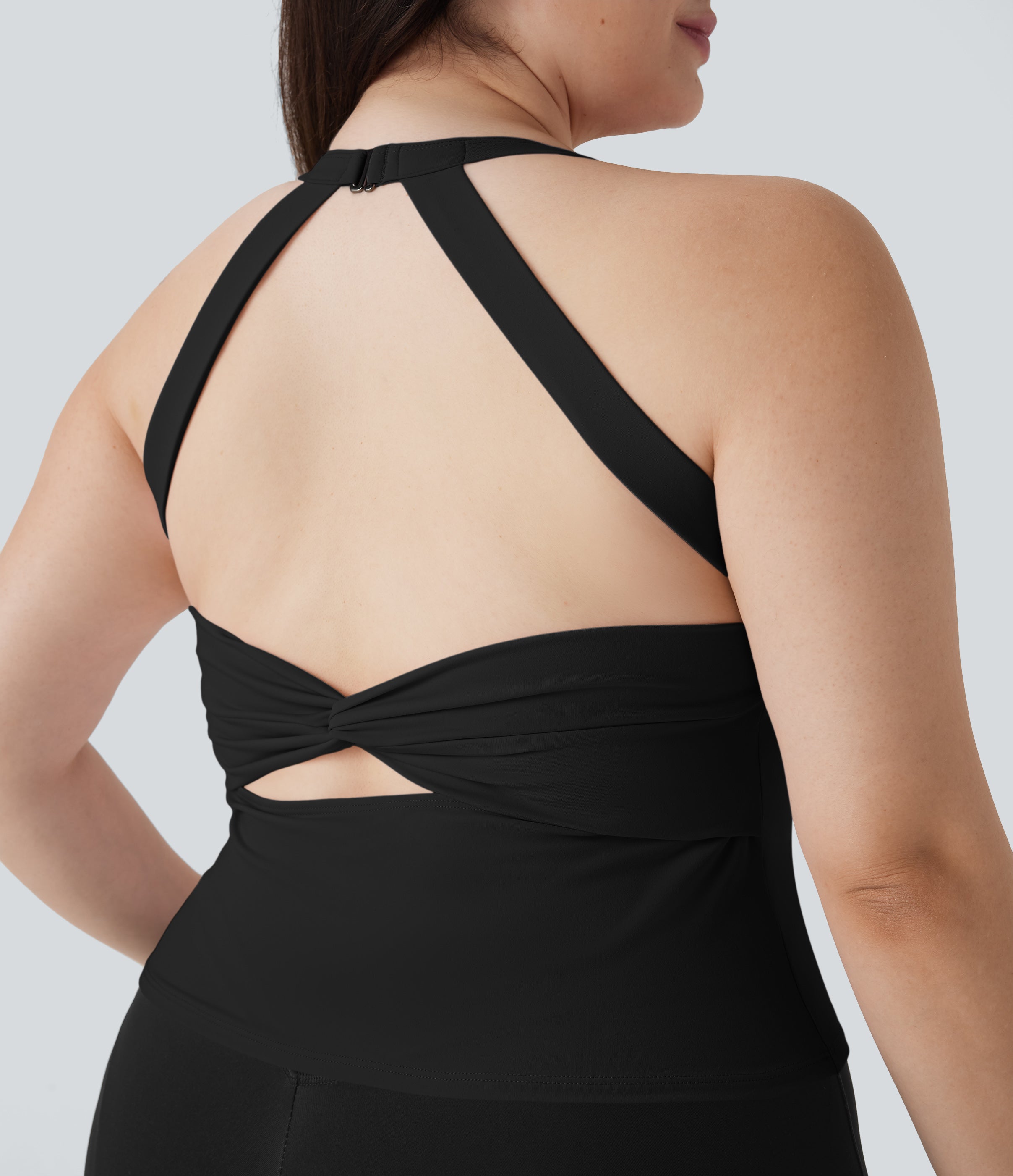 SoftlyZeroTM Plush Cut Out Yoga Plus Size Tank Top