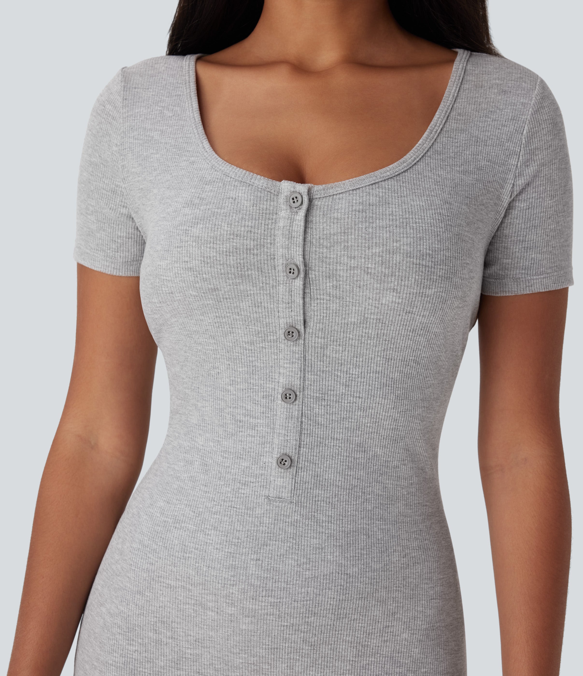 Henley Neck Short Sleeve Casual Romper