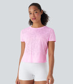 Seamless Flow Jacquard Crossover Hem Yoga Sports Top