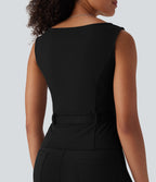 Square Neck Belted Work Tank Top