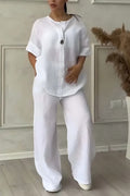 CLEARANCE SALE🔥 Women's Casual button decorated cotton and linen two-piece set