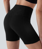 UltraSculptTM SoCinched High Waisted Tummy Control Contrast Lace Training Biker Shorts 5'' with Pockets