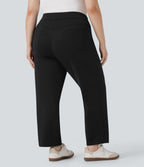 High Waisted Pockets Straight Leg Quick Dry Golf Plus Size Pants-Golf Tee-UPF40+