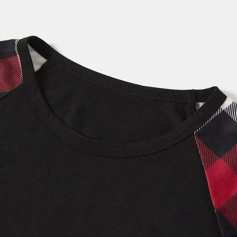 Christmas Family Matching Pajamas-Red and Gray Plaid Pjs set with "We Are Family Christmas" Print
