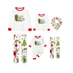 Family Christmas White Pajamas Set With Classic Funny Pattern Design