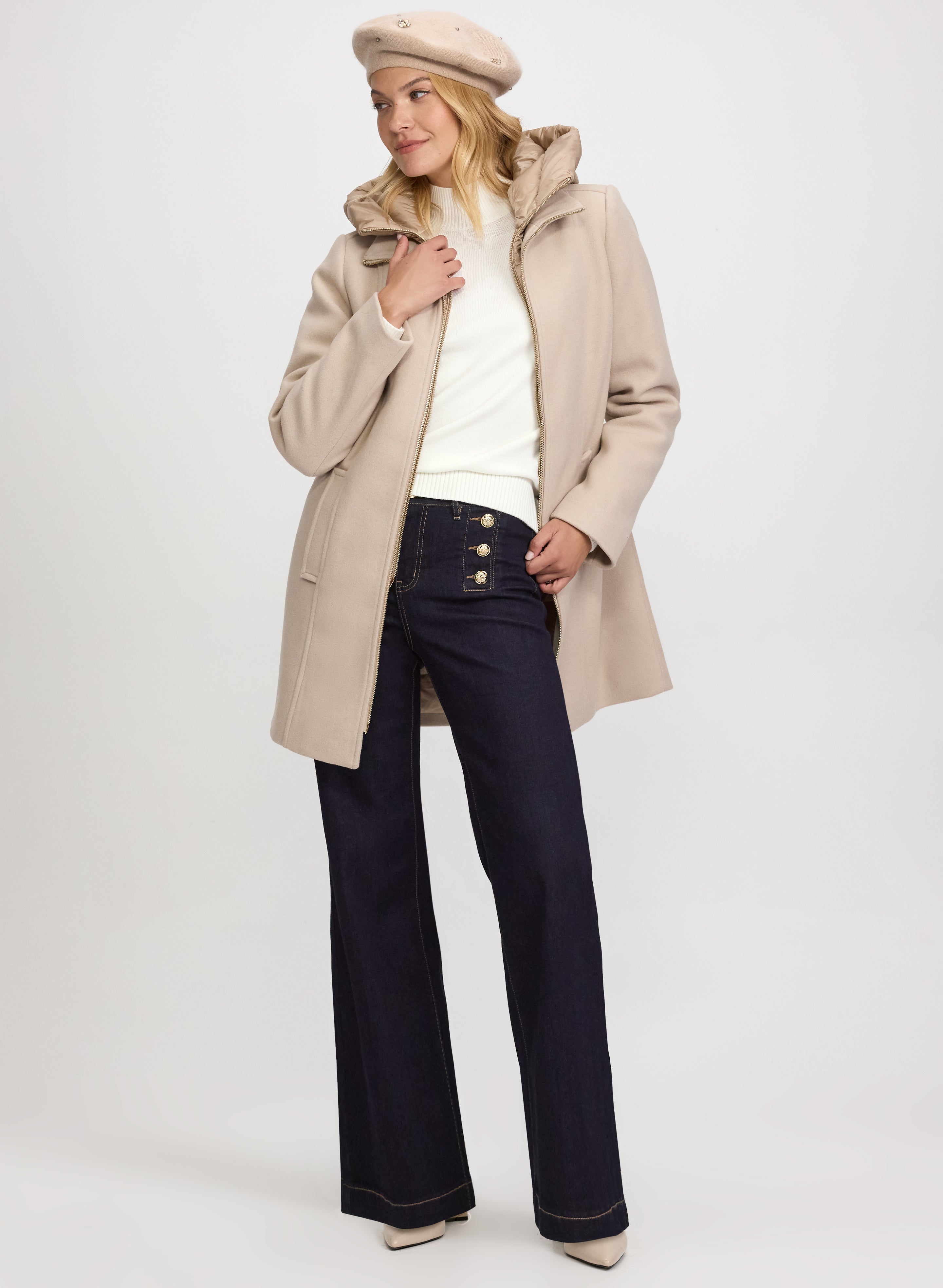 Stretch Wool Blend Coat