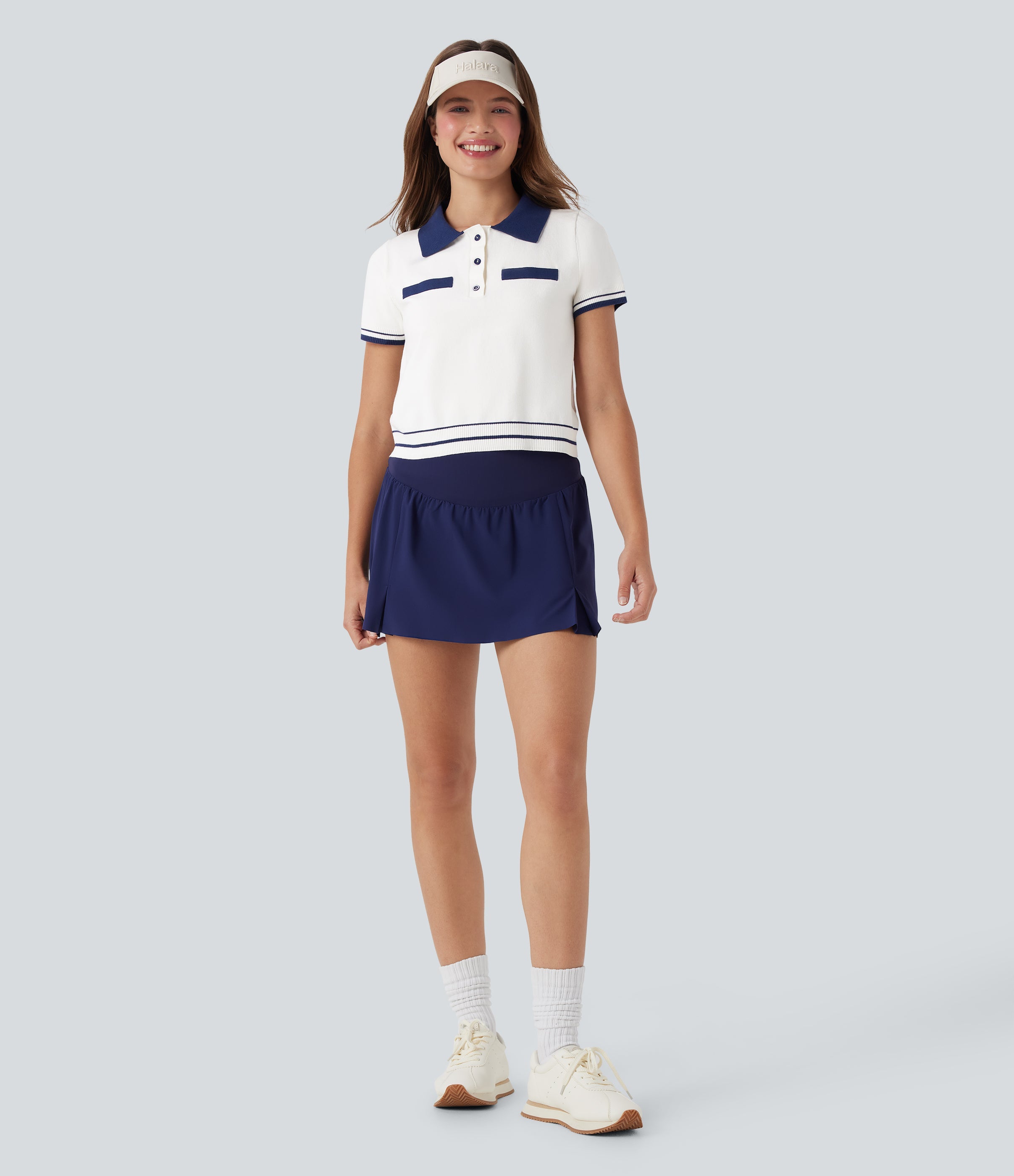 Polo Button Front Short Sleeve Casual Sweater Knit Top