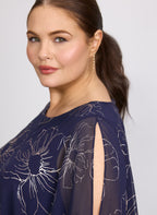 Metallic Floral Overlay Dress
