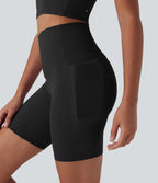 UltraSculptTM Cool Quick Dry SoCinched High Waisted Tummy Control Shaping Yoga Biker Shorts 7'' with Pockets-UPF50+
