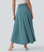 SoCinched High Waisted Tummy Control High Low 2-in-1 Flowy Maxi Casual Skirt