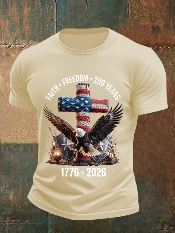Men's  Faith-Freedom-Legacy 250 years strong Print T-Shirt