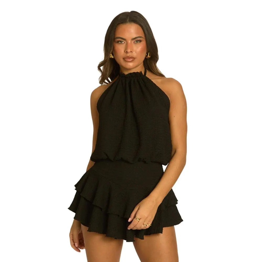 Bernice Womenswear Rebellious Fashion Textured Flippy Playsuit