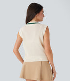 V Neck Color Block Casual Sweater Vest
