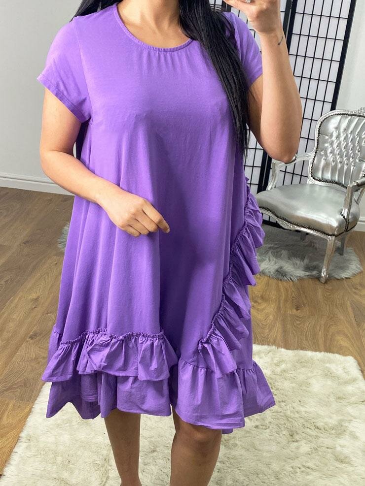 Emila Oversized Frill Ruffle Jersey Dress