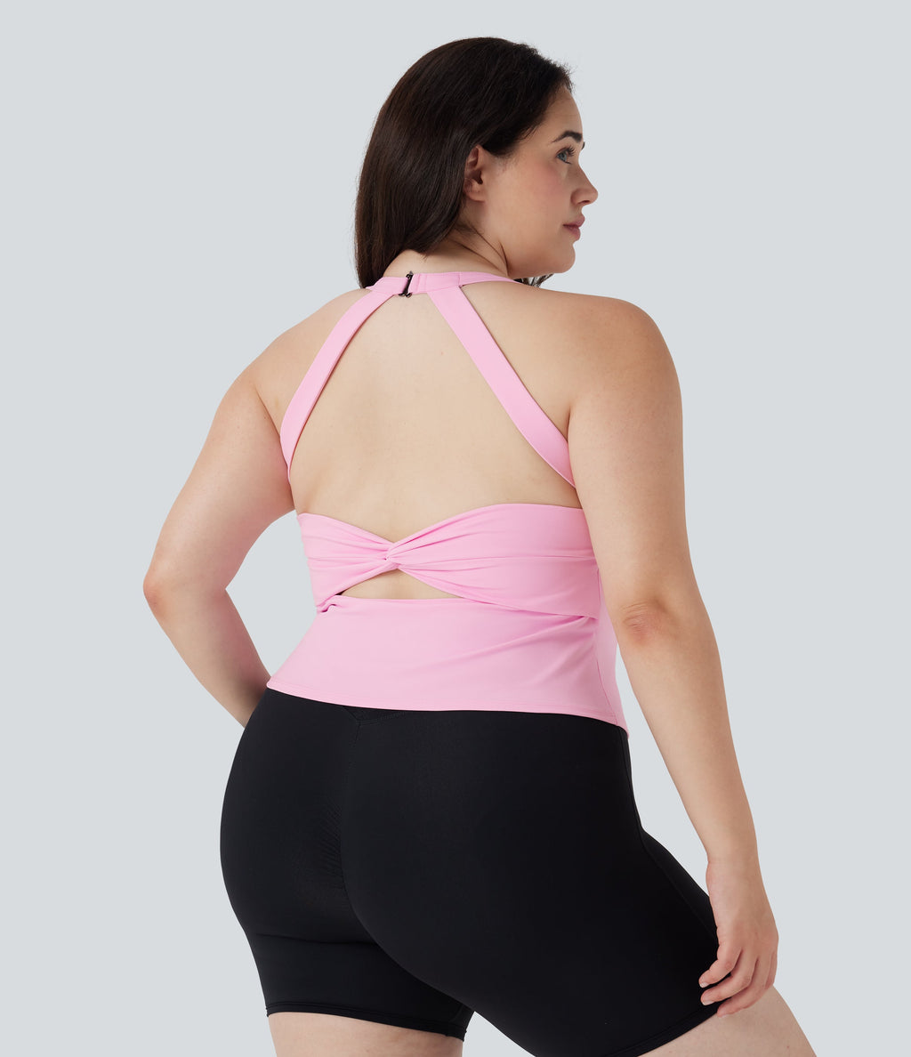 SoftlyZeroTM Plush Cut Out Yoga Plus Size Tank Top