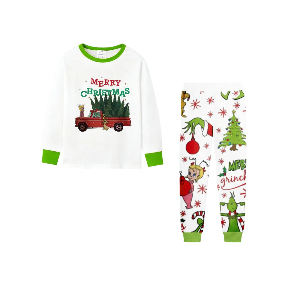 Holiday Family Christmas Pajamas Set With Colorful Christmas Pattern Print