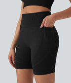 Seamless Flow High Waisted Yoga Biker Shorts 7'' with Pockets