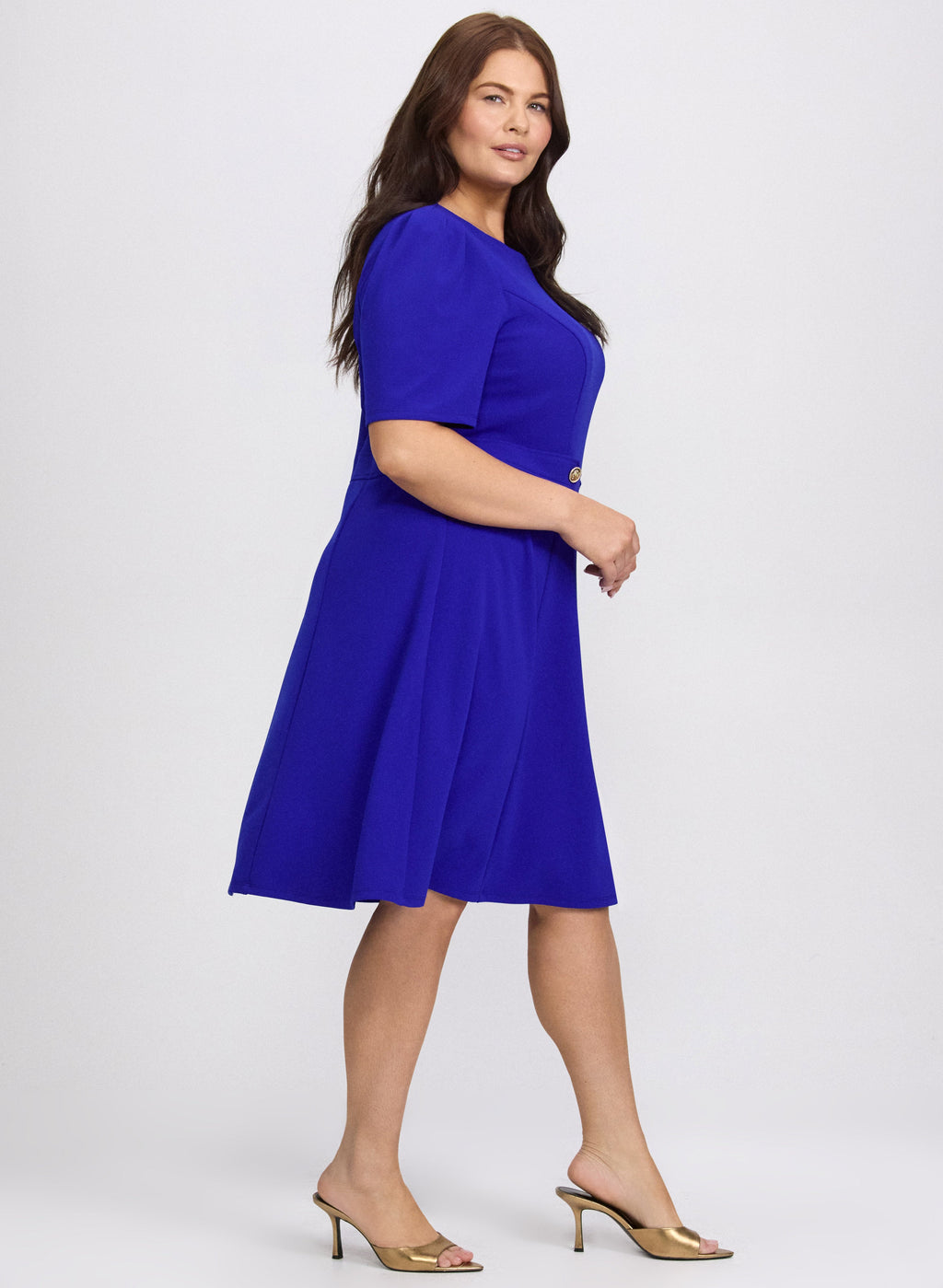 Buttoned-Tab Detail Dress