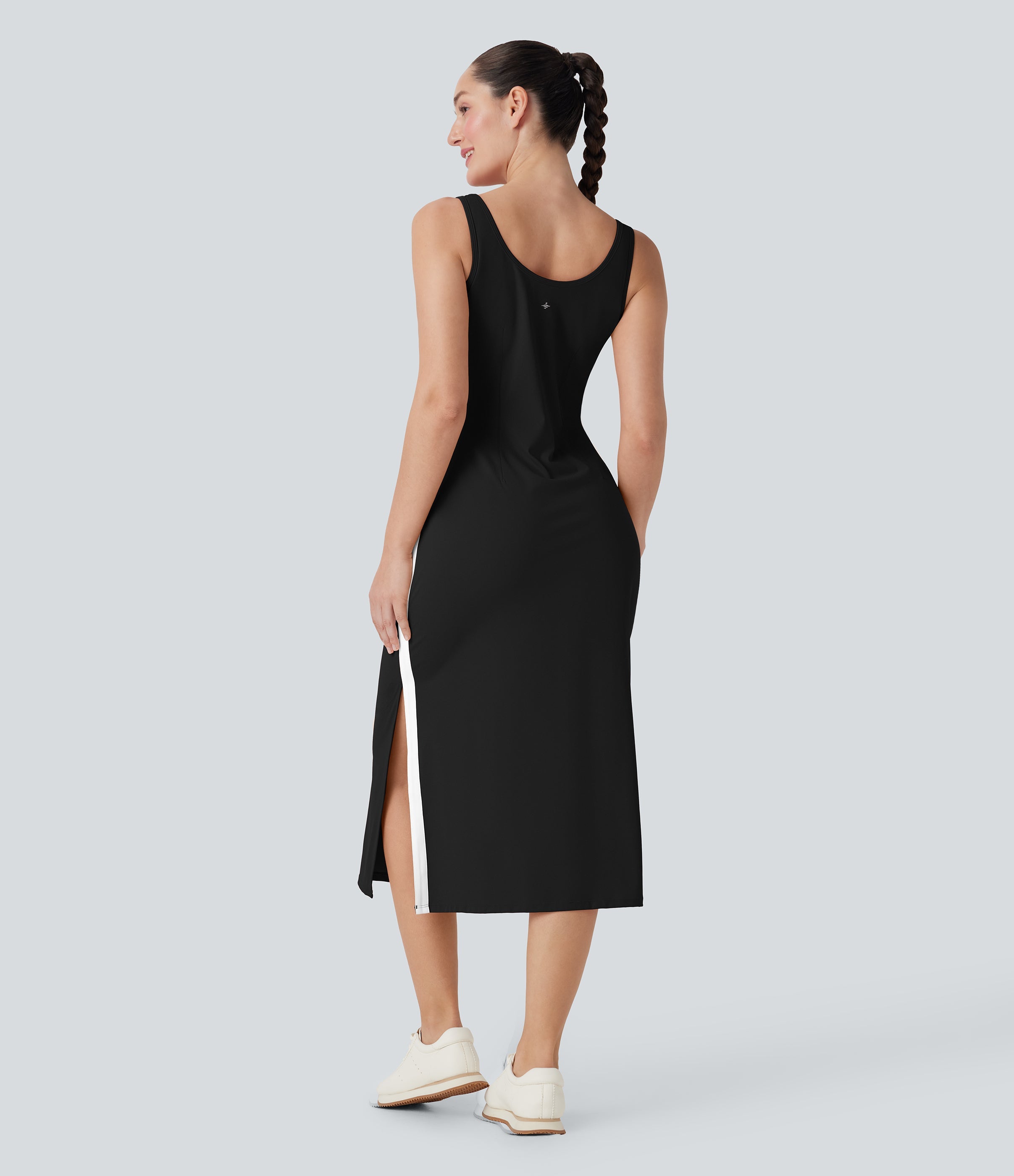 SoftlyZeroTM Airy Color Block Hem Cool Touch Workout Active Tank Dress with Pockets-UPF50+