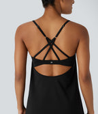 SoftlyZeroTM Airy 2-Piece Mini Cool Touch Yoga Active Slip Dress with Pockets-UPF50+