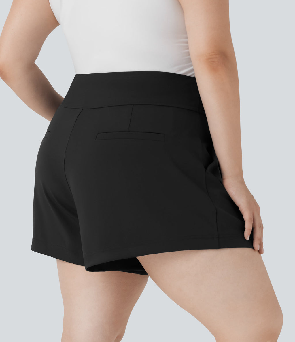 Plus Size High Waisted Work Shorts with Pockets