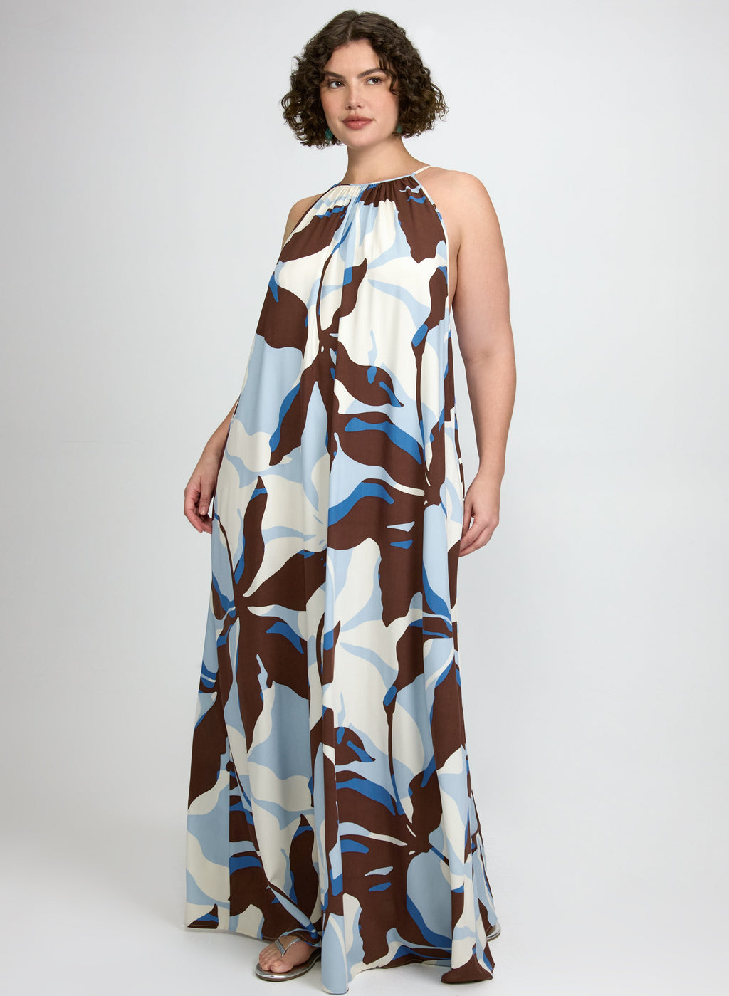 Leaf Print Maxi Dress