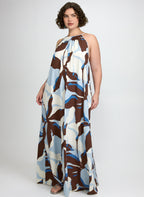 Leaf Print Maxi Dress