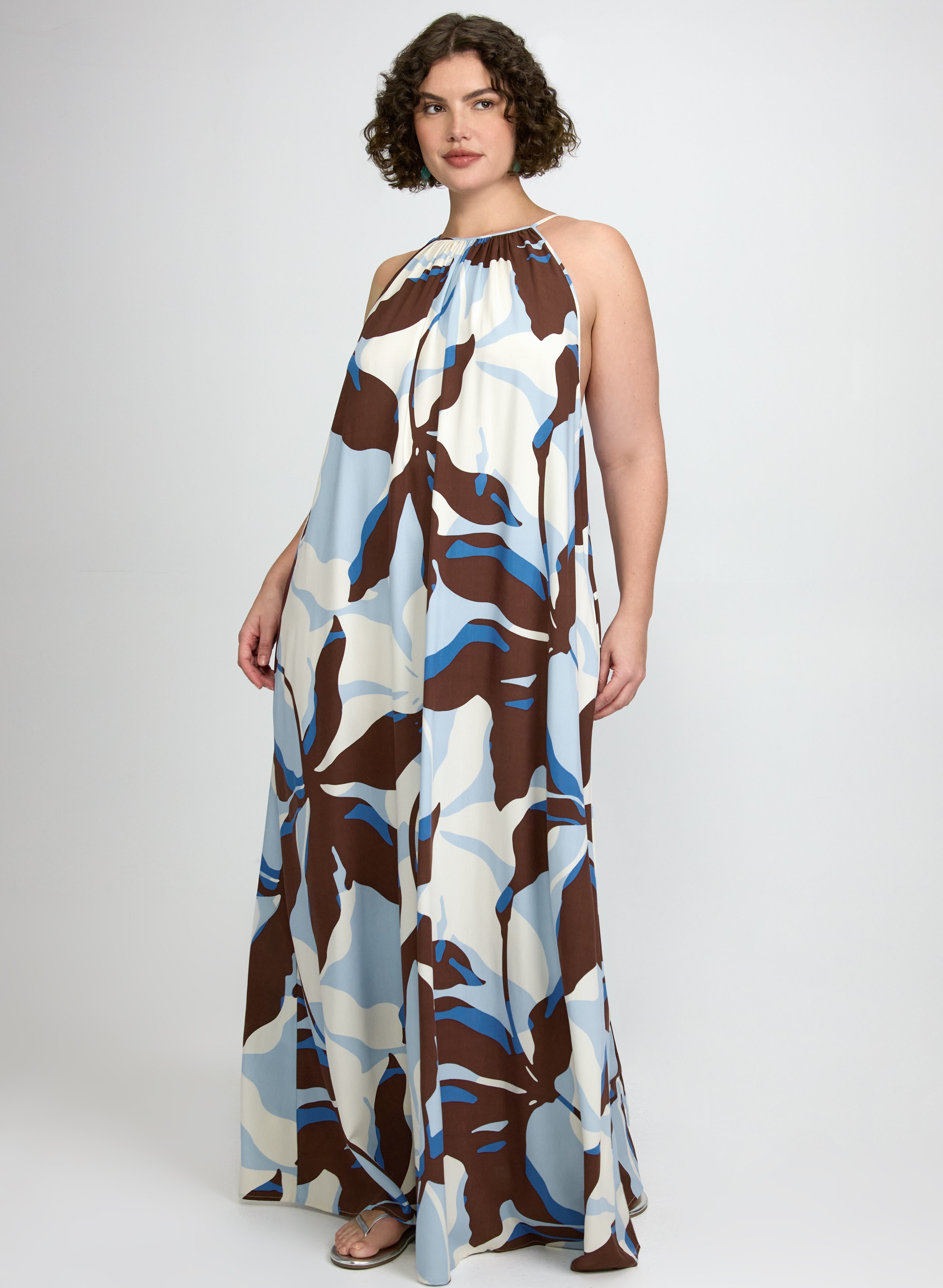 Leaf Print Maxi Dress
