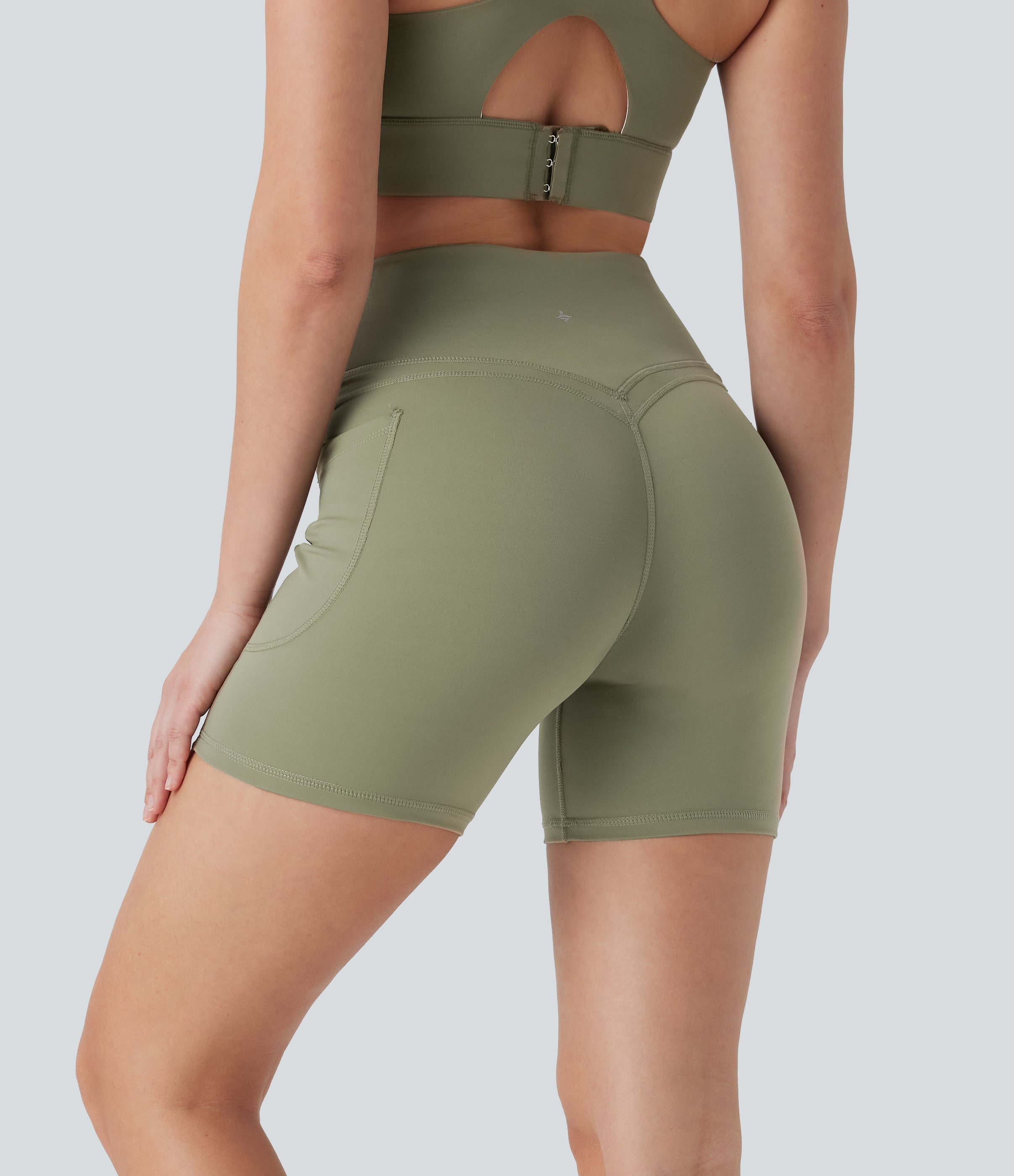 High Waisted Training Biker Shorts 5'' with Pockets
