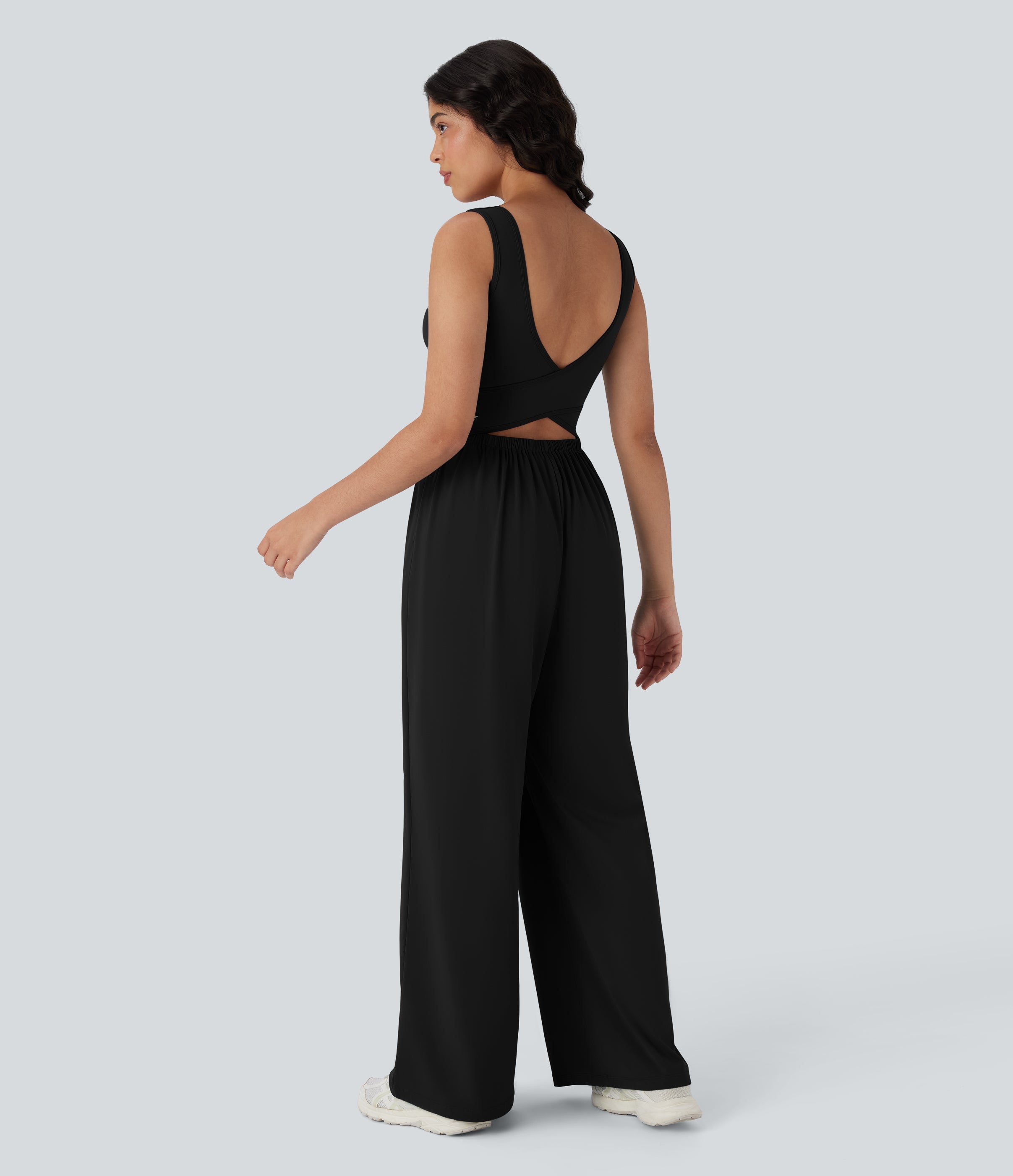 SoftlyZeroTM Airy Wide Leg Cool Touch Yoga Jumpsuit with Pockets-Easy Peezy
