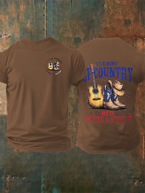 Men's RED WHITE & STRAIT  Print T-Shirt