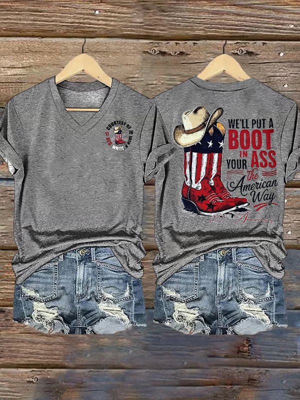 Women's  WE'LL PUT A BOOT Print T-Shirt