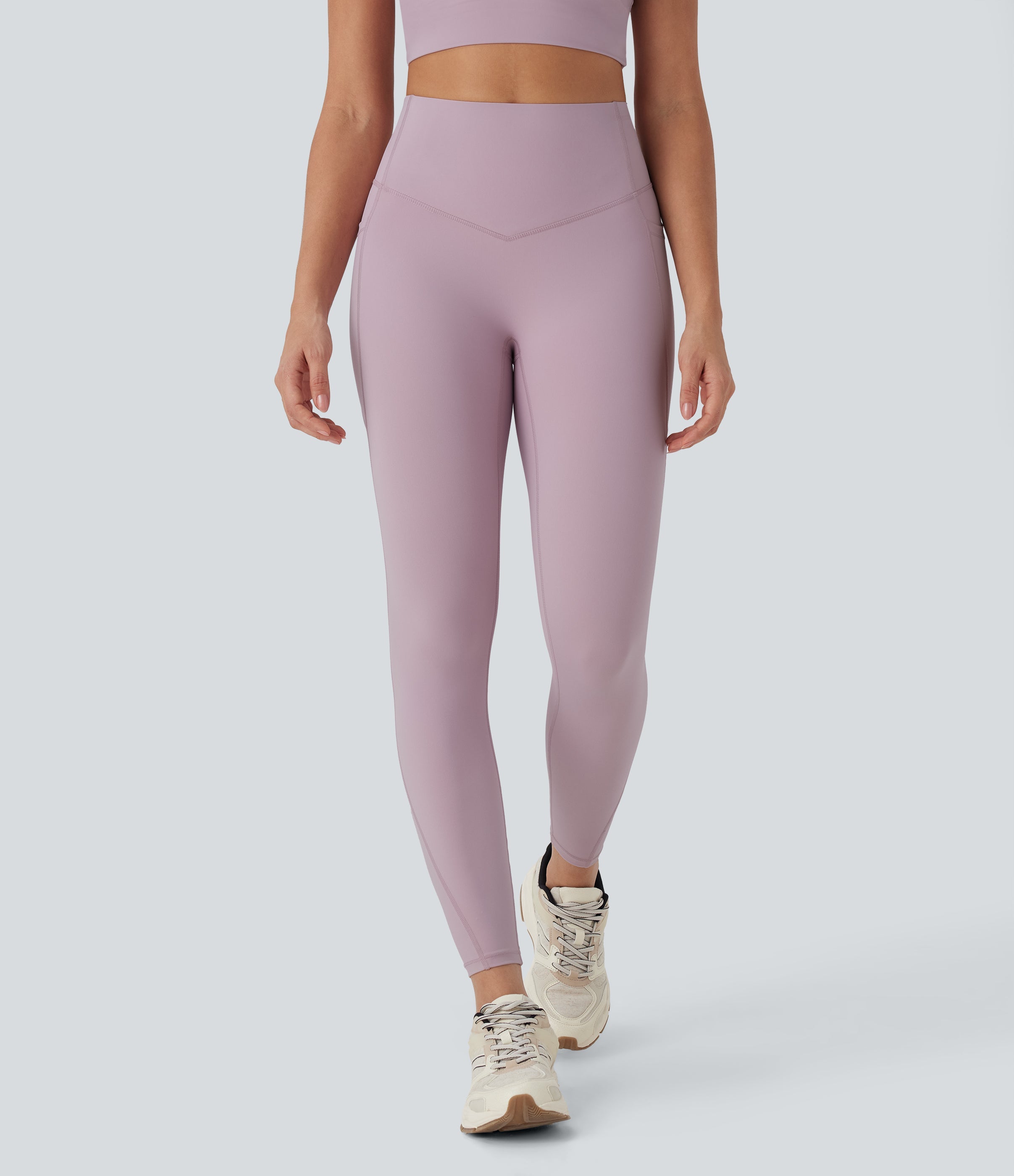 UltraSculptTM Cool Quick Dry SoCinched High Waisted Tummy Control Cut Out Yoga Leggings with Pockets-UPF50+