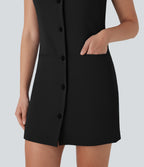 Sleeveless Mini Work Dress with Pockets
