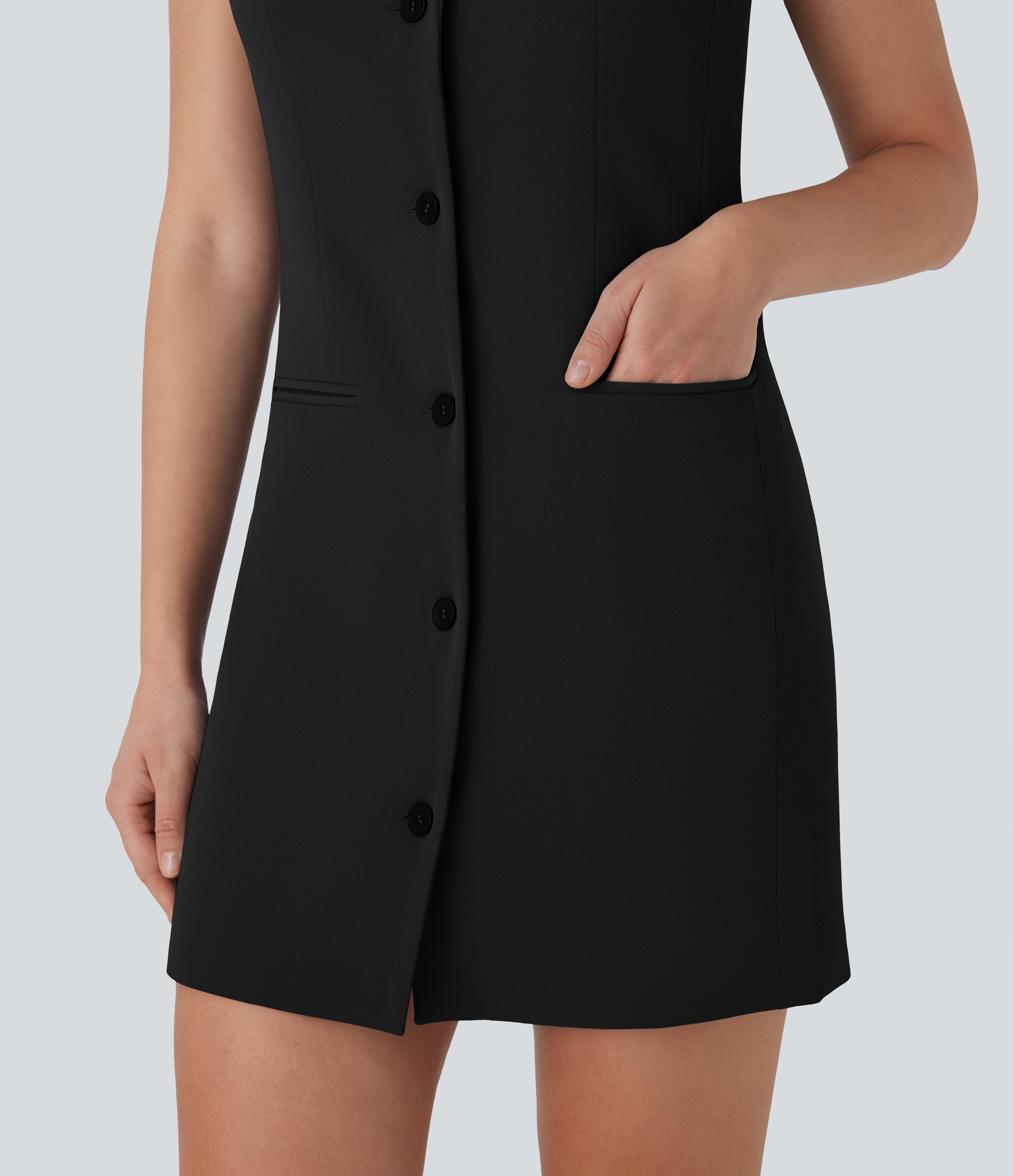 Sleeveless Mini Work Dress with Pockets