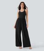 Built-in Bra Wide Leg Casual Jumpsuit with Pockets-Easy Peezy Edition