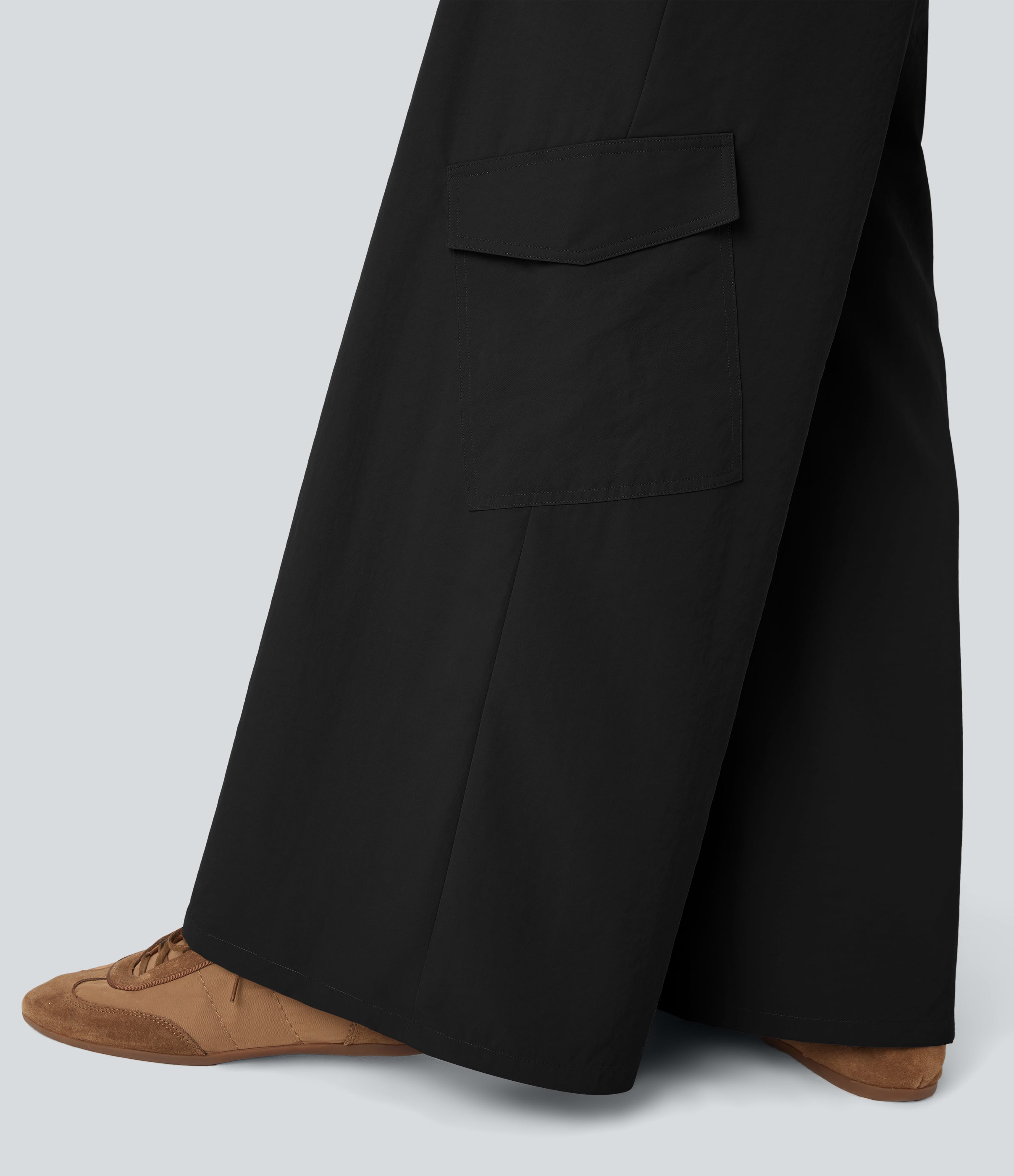 High Waisted Wide Leg Casual Cargo Pants with Pockets