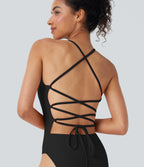 Lace Up One Piece Swimsuit