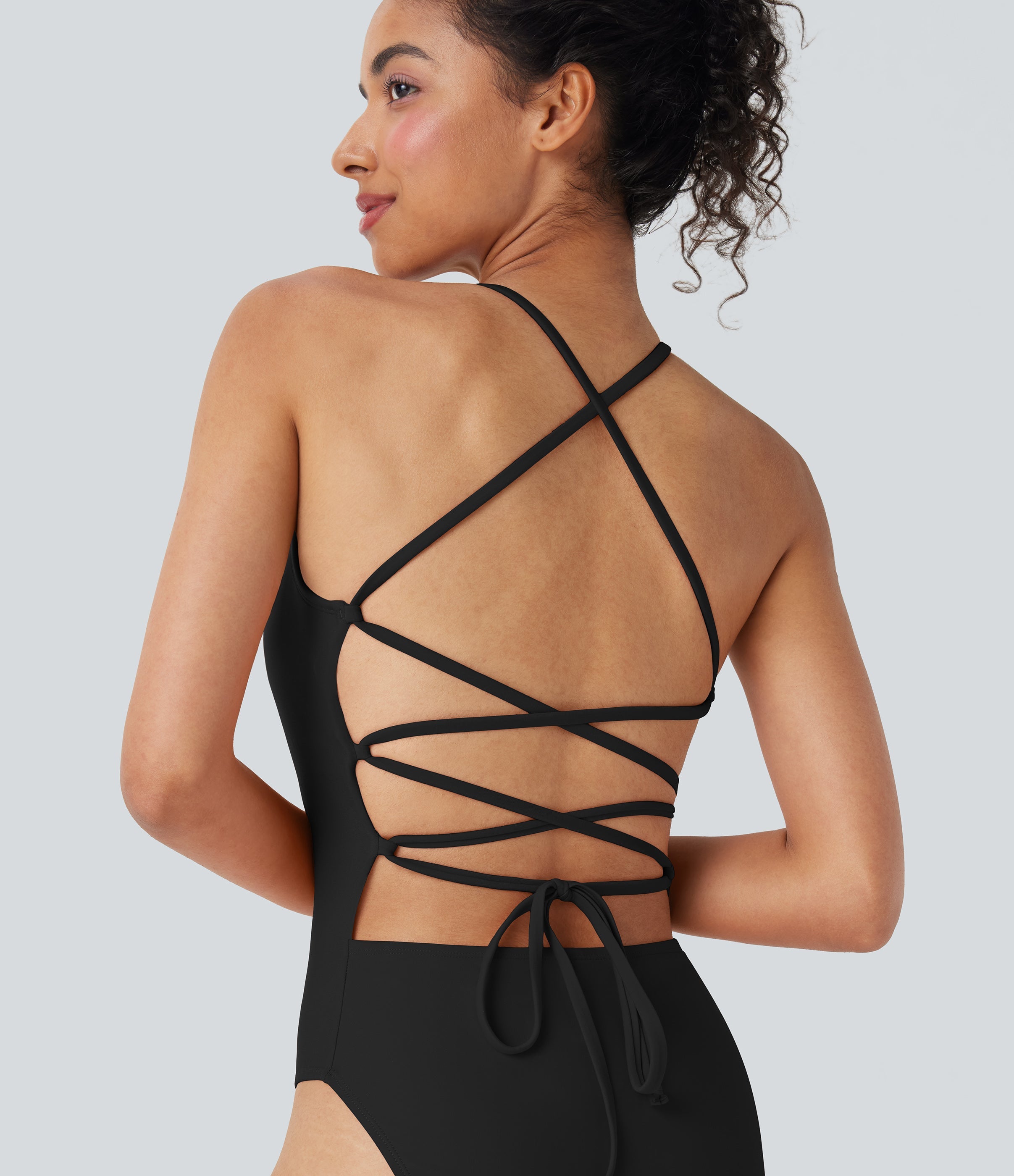 Lace Up One Piece Swimsuit