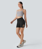 Seamless Flow High Waisted Cut Out Yoga Biker Shorts 4''