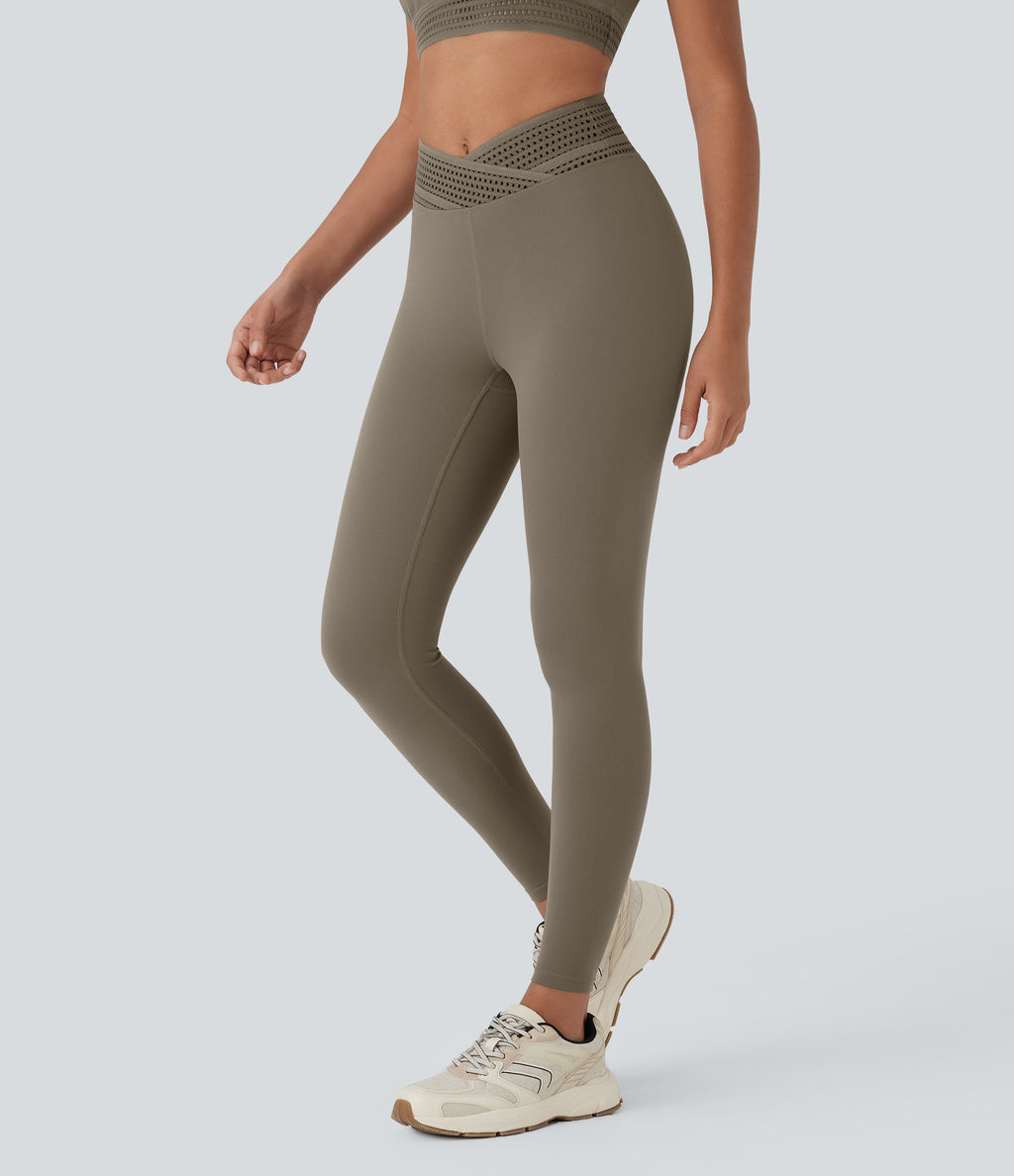 High Waisted Crossover Cut Out Yoga Leggings