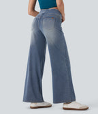 FlexTM SoCinched Mid Rise Tummy Control Casual Baggy Jeans with Pockets