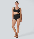 High Waisted Texture Bikini Bottom Swimsuit
