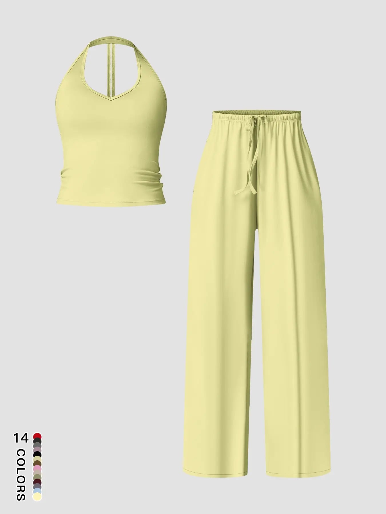 Women's Quick-Dry Sports Tank Top, Casual High-Waisted Bell Bottoms